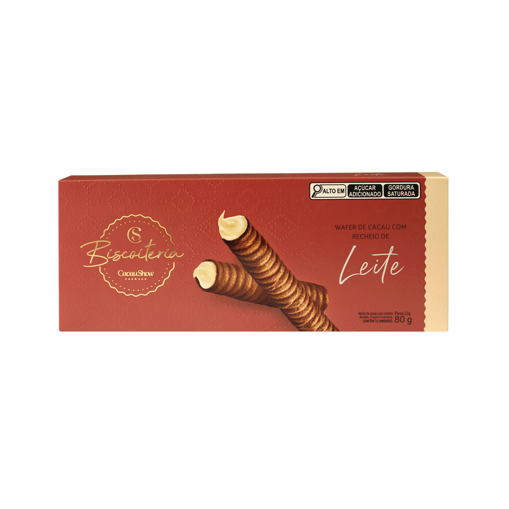 Wafer de Cacau Biscoiteria Recheio de Leite 80g