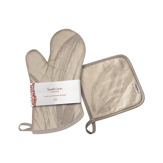 Kit Luva e Descanso de Panela Off White Bendito Cacao